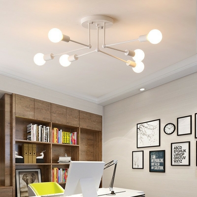 Sputnik Modern Semi Flush Mount Ceiling Light Metal for Living Room