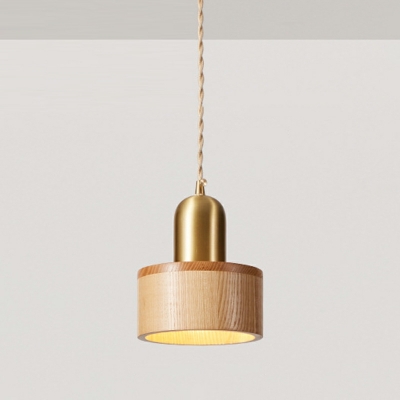1 Light Unique Shape Modern Style Wood Down Lighting Pendant