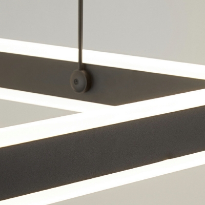 LED Contemporary Pendant Light Square Shape Wrought Iron Chandelier
