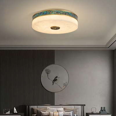 Tiffany Cylinder Flush Mount Ceiling Lighting Fixture Stone for Living Room