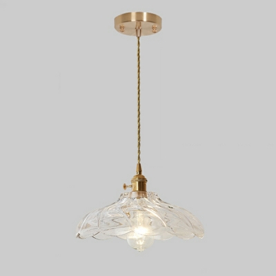 1 Light Unique Shape Industrial Glass Down Lighting Pendant in Clear