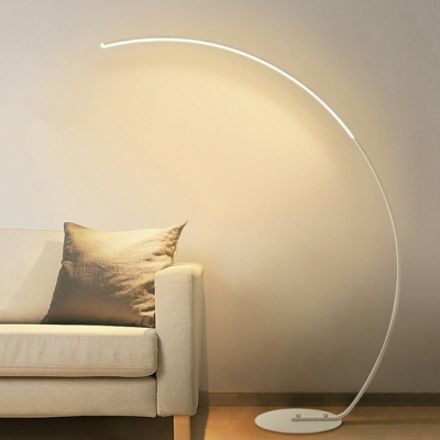 Contemporary Style Simple Linear Floor Lamp with Black Shade for Living Room