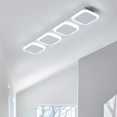 LED Contemporary Pendant Light Rectangle Shape Wrought Iron Flushmount Light