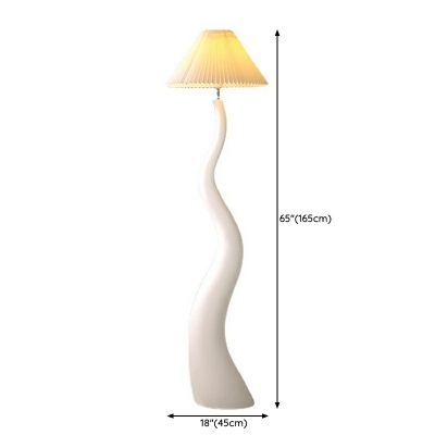 1 Light Modern Style Mushroom Shape Fabric Floor Lamp in White