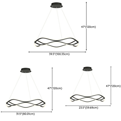 LED Minimalist Island Light Oval Shape Wrought Iron Chandelier