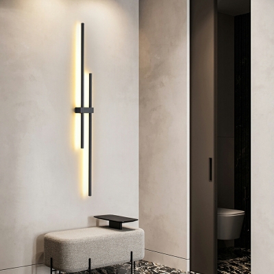 Modern 2 Light Wall Mounted Light Fixture Linear Plastic for Living Room