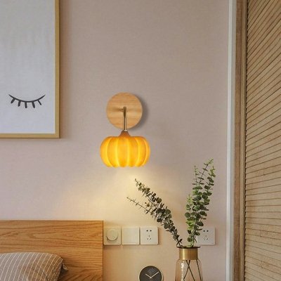 Modern Style Pumpkin Shape Wall Light Iron Wall Sconces for Kid's Bedroom