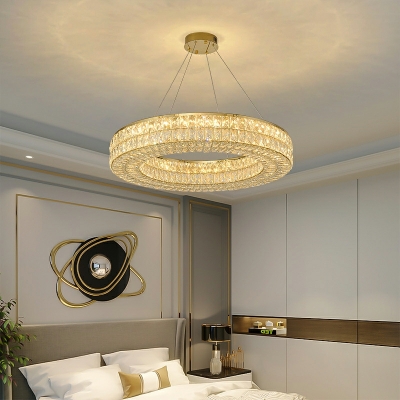 American Style Round Shape Chandelier Crystal Wrought Copper Chandelier