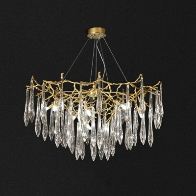 Industrial Style Flower Shape Chandelier Glass Wrought Copper Chandelier