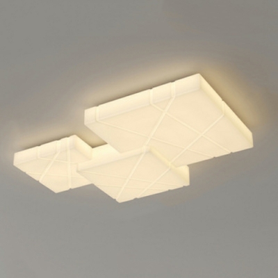 Square Modern Flush Mount Ceiling Light Fixtures Plastic for Living Room
