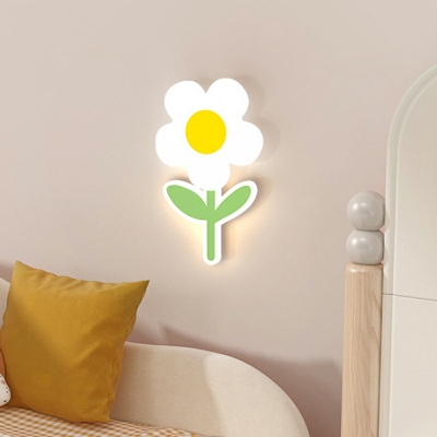 Flower Kids Wall Mounted Light Fixture Aluminum for Bed Room