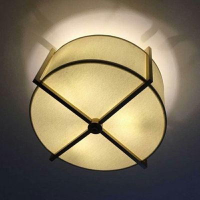 Traditional Drum Flush Mount Ceiling Lighting Fixture Fabric for Living Room
