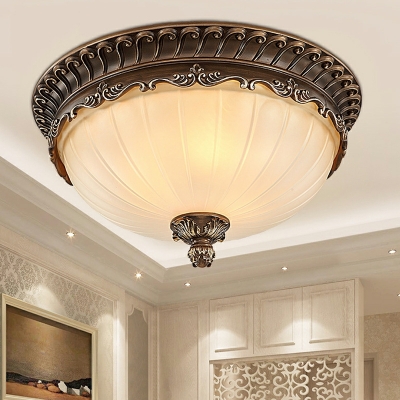 Dome Flush Mount Ceiling Fixture Traditional Glass for Living Room