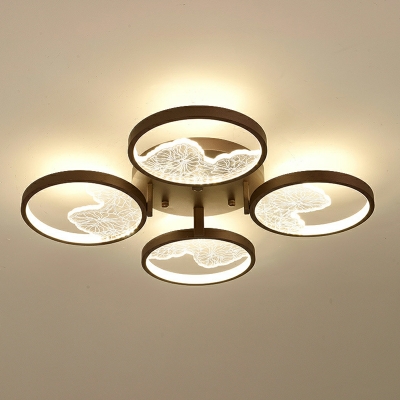 LED Contemporary Pendant Light Round Shape Wrought Iron Chandelier