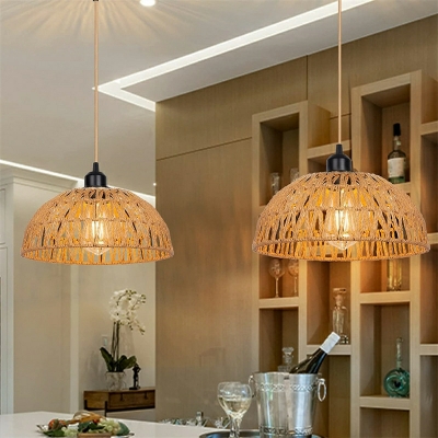 Metal Modern Flush Mount Ceiling Light Fixtures Open-Weave Shade for Living Room