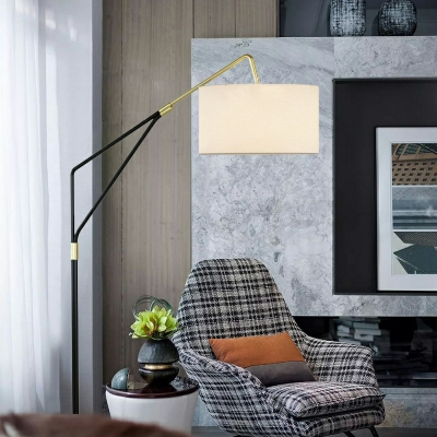 Modern Adjustable Arm Floor Lamp 1-Light Fabric for Living Room