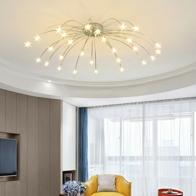 Modern Style Sputnik Shape Flush Mount Chandelier Lighting for Living Room