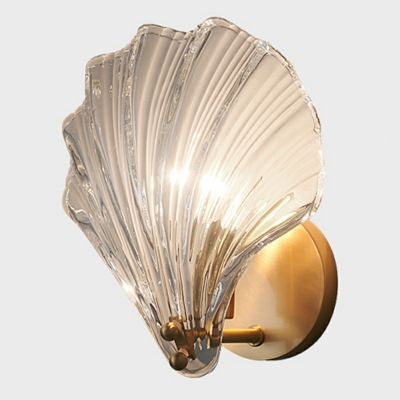 Shell Shape Wall Mounted Light Fixture Clear Glass Modern for Living Room