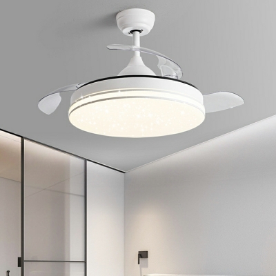 Modern Single Light Ceiling Fan Lights Round Metal for Living Room