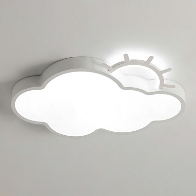 Contemporary Style Pendant Light Cloud Shape Wrought Iron Flushmount Light