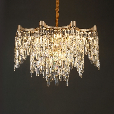 Industrial Style Chandelier Crystal Glass Wrought Iron Chandelier