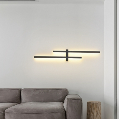 Modern 2 Light Wall Mounted Light Fixture Linear Plastic for Living Room