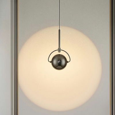 1 Light Globe Shape Modern Style Metal Down Lighting Pendant in Chrome