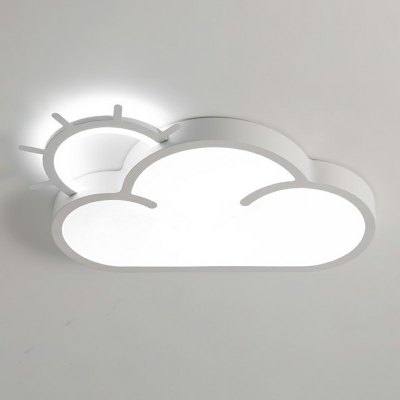 Contemporary Style Pendant Light Cloud Shape Wrought Iron Flushmount Light