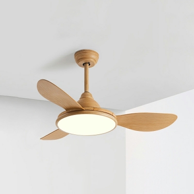 LED Contemporary Pendant Light Wrought Iron Wooden Ceiling Fan Light