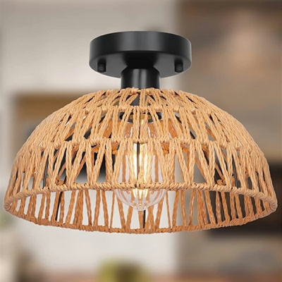 Modern Fush Mount Ceiling Light Fixtures Hand Twisted Rope for Living Room