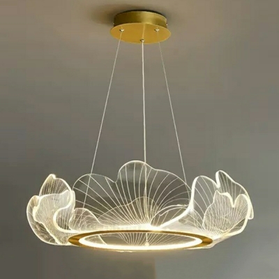 Modern Orbicular Chandelier Lighting Fixtures Acrylic Brass for Living Room