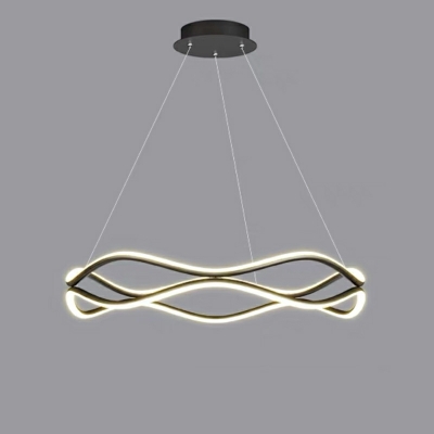 LED Minimalist Island Light Oval Shape Wrought Iron Chandelier