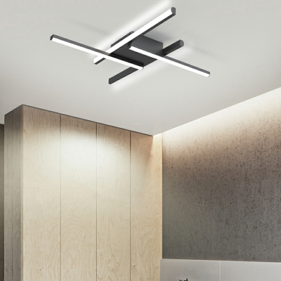 Linear Metal Flush Mount Ceiling Light Fixture Modern for Bed Room