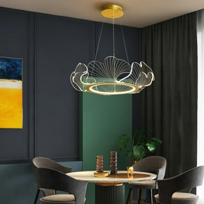 Modern Orbicular Chandelier Lighting Fixtures Acrylic Brass for Living Room
