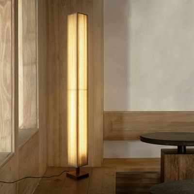 Modern Rectangle Floor Lamp Fabric White for Living Room