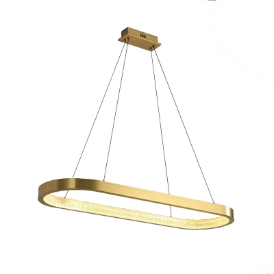 Modern Style Oval Shape Pendant Lighting Fixtures in Gold for Dining Room