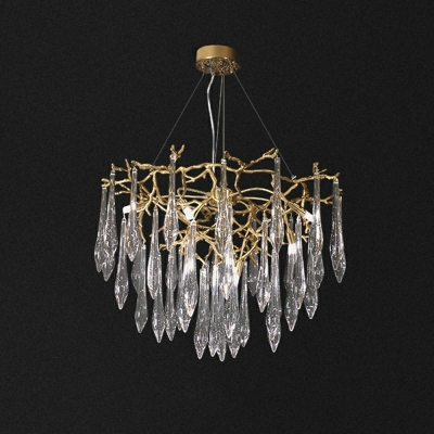 Industrial Style Flower Shape Chandelier Glass Wrought Copper Chandelier