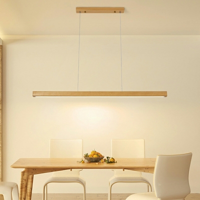 LED Island Light Simple Style Srip Wooden Chandelier