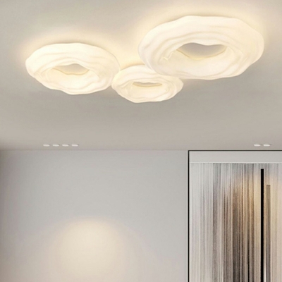 Modern Flush Mount Ceiling Light Fixture Cookie Shape Metal for Bed Room