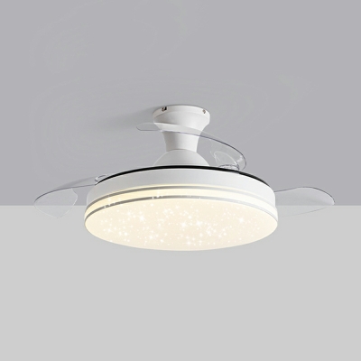 Modern Single Light Ceiling Fan Lights Round Metal for Living Room