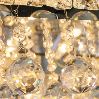 Square Modern Flush Mount Ceiling Light Fixtures Crystal for Living Room