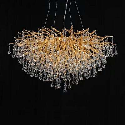 American Style Crystal Chandelier Glass Wrought Copper Chandelier