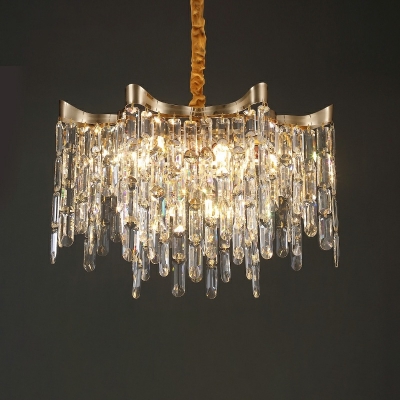 Industrial Style Chandelier Crystal Glass Wrought Iron Chandelier