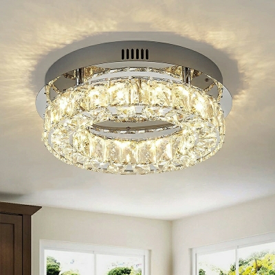 LED Contemporary Round Crystal Iron Ceiling Lights