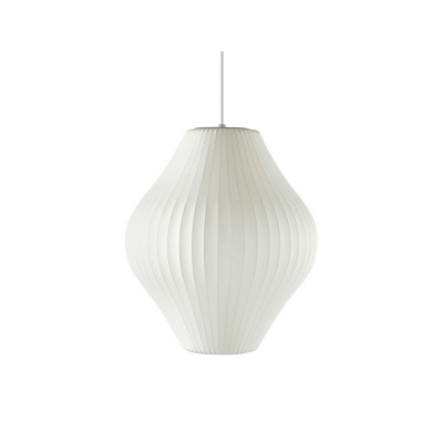 Modern Lantern Pendant Lighting Fixtures Fabric White for Living Room