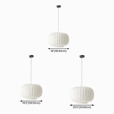 1 Light Unique Shape Modern Silk Down Lighting Pendant in White