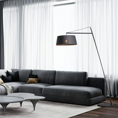 Contemporary Style Black Simple Floor Lamp with Black Shade for Living Room