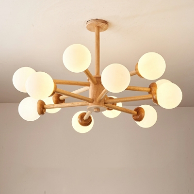 Contemporary Style Chandelier Glass Wood Chandelier for Dining Room