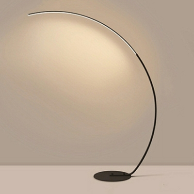 Contemporary Style Simple Linear Floor Lamp with Black Shade for Living Room