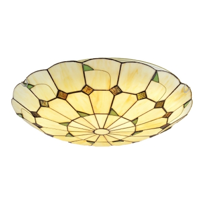 Domed Tiffany Semi-Flush Ceiling Mount Light Glass for Living Room